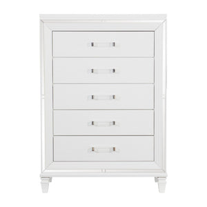 English Elm California King Bedroom Set with LED Headboard Mirrored Accents and Glossy Finish B011S05475