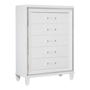 English Elm California King Bedroom Set with LED Headboard Mirrored Accents and Glossy Finish B011S05475