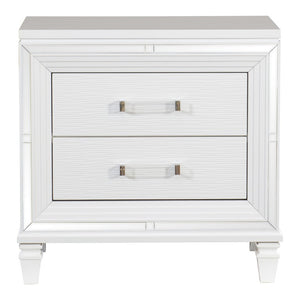 English Elm California King Bedroom Set with LED Headboard Mirrored Accents and Glossy Finish B011S05475