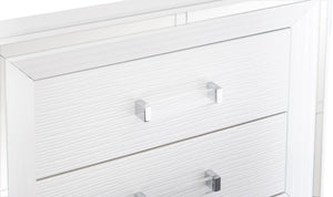 English Elm Queen Glam Bedroom Set with LED Headboard Mirrored Dresser and Faux Leather Panels B011S05476