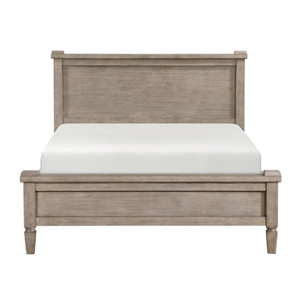 English Elm California King Canopy Bedroom Set Gray Oak Veneer Transitional 6 Piece Suite B011S05497