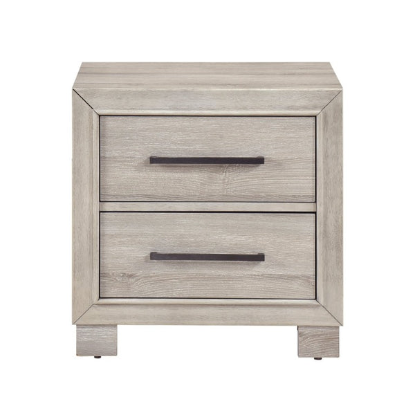 English Elm California King 5 Piece Bedroom Set Gray Finish LED Storage Headboard Brass Pulls B011S05508