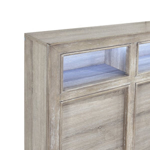 English Elm California King 5 Piece Bedroom Set Gray Finish LED Storage Headboard Brass Pulls B011S05508