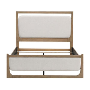 English Elm California King 5 Piece Bedroom Set with LED Lighting Hickory Veneer and Upholstered Bed B011S05530