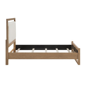 English Elm California King 5 Piece Bedroom Set with LED Lighting Hickory Veneer and Upholstered Bed B011S05530