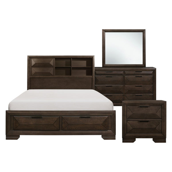 English Elm Queen Bedroom Set Five Piece Espresso Bookcase Headboard Dresser and Nightstands B011S05548