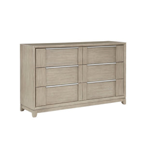 English Elm Queen Bedroom Set Six Piece Ash Veneer Collection with Upholstered Headboard Storage B011S05555