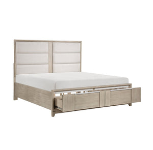 English Elm Queen Bedroom Set Six Piece Ash Veneer Collection with Upholstered Headboard Storage B011S05555
