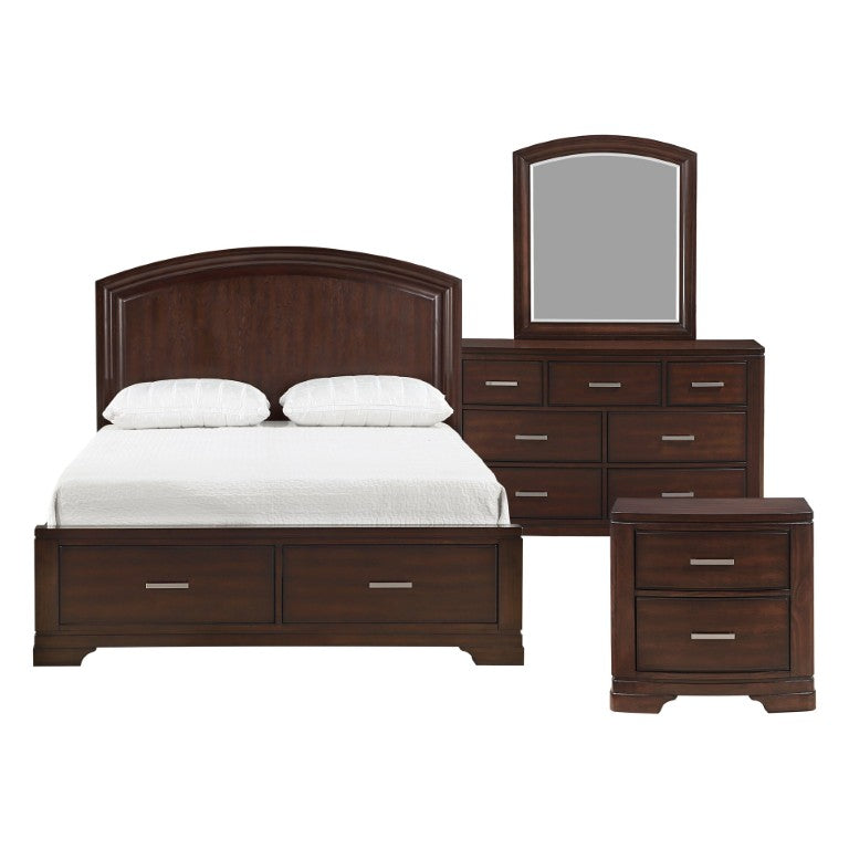 English Elm Twin Bedroom Set 5 Piece Cherry Birch Veneer with Dresser Mirror and Nightstands B011S05572