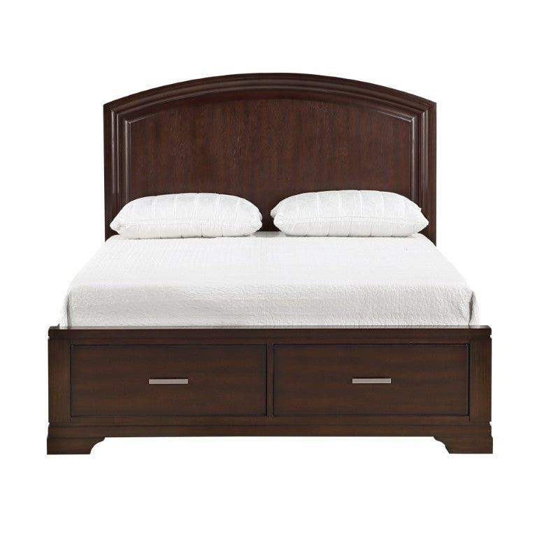English Elm Twin Bedroom Set Six Piece Birch Veneer Suite with Cherry Finish and Chrome Pulls B011S05573