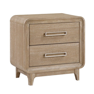 English Elm California King 5 Piece Bedroom Set Oak Veneer Natural Finish with Chenille Headboard B011S05607