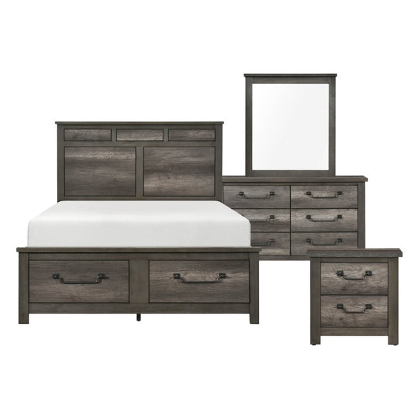 English Elm California King 5 Piece Bedroom Set Gray Melamine Finish with Gunmetal Hardware B011S05641