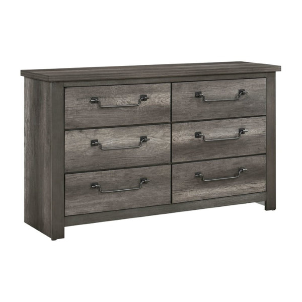 English Elm California King 5 Piece Bedroom Set Gray Melamine Finish with Gunmetal Hardware B011S05641