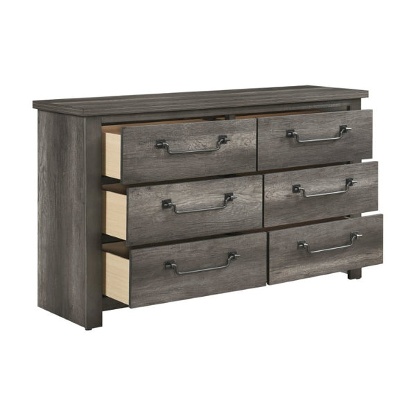 English Elm California King 5 Piece Bedroom Set Gray Melamine Finish with Gunmetal Hardware B011S05641