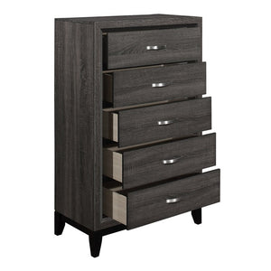 English Elm Twin Bedroom Set Six Piece White Melamine Veneer with Bold Black Accent Hardware B011S05654