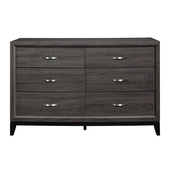 English Elm Twin Bedroom Set Six Piece White Melamine Veneer with Bold Black Accent Hardware B011S05654