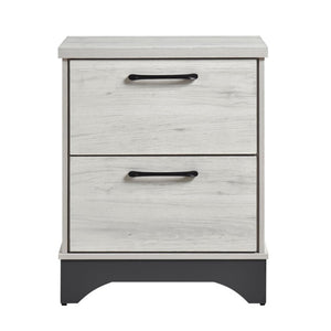 English Elm California King 5 Piece Bedroom Set Two Tone Oak Gray Upholstered Bed with Storage B011S05675