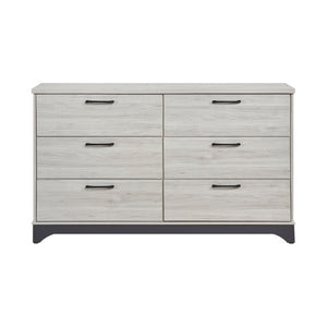 English Elm California King 5 Piece Bedroom Set Two Tone Oak Gray Upholstered Bed with Storage B011S05675