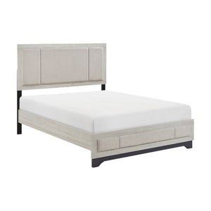 English Elm California King 5 Piece Bedroom Set Two Tone Oak Gray Upholstered Bed with Storage B011S05675