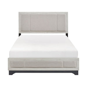 English Elm Twin Bedroom Set Five Piece Upholstered Bed Dresser Mirror Two Nightstands B011S05681