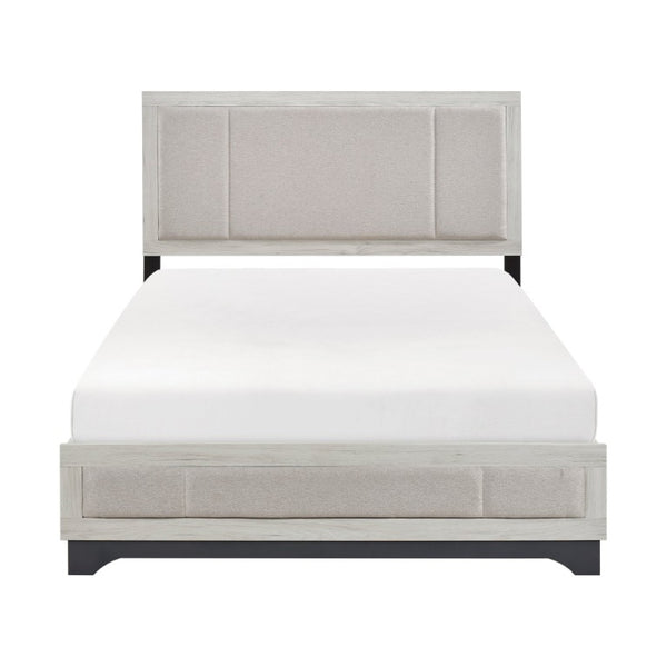English Elm Twin Bedroom Set Five Piece Upholstered Bed Dresser Mirror Two Nightstands B011S05681