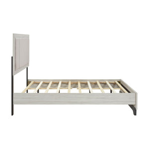 English Elm Twin Bedroom Set Five Piece Upholstered Bed Dresser Mirror Two Nightstands B011S05681