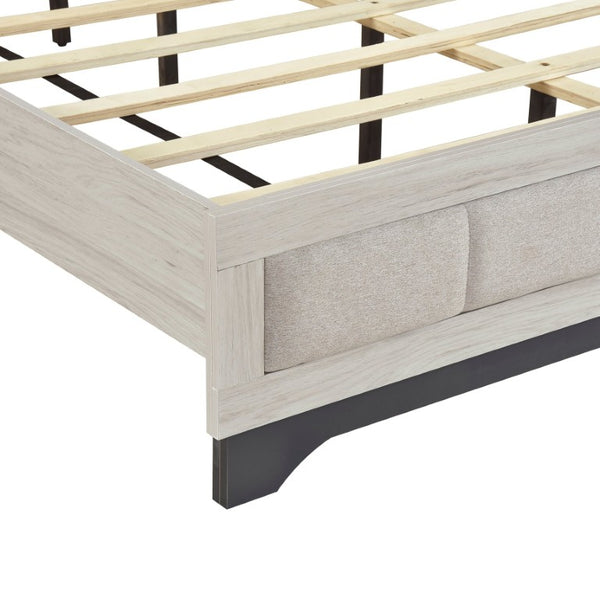 English Elm Twin Bedroom Set Five Piece Upholstered Bed Dresser Mirror Two Nightstands B011S05681