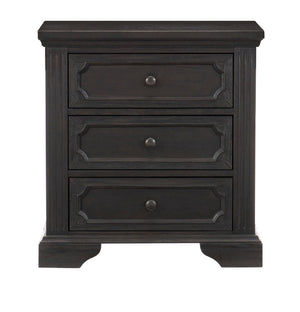 English Elm Eastern King Bedroom Set Wire Brushed Pine Charcoal Finish with Tufted Headboard B011S05684