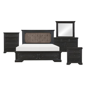English Elm California King Bedroom Set Six Piece Pine Wood Charcoal Rustic Traditional Storage B011S05686