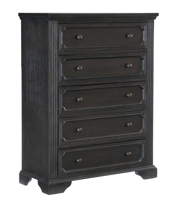 English Elm California King Bedroom Set Six Piece Pine Wood Charcoal Rustic Traditional Storage B011S05686