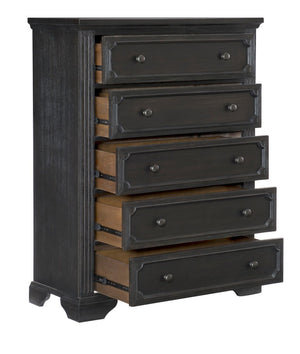 English Elm California King Bedroom Set Six Piece Pine Wood Charcoal Rustic Traditional Storage B011S05686