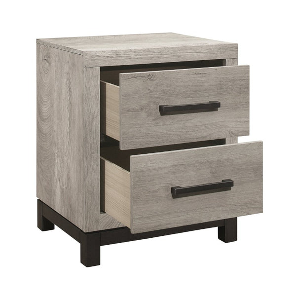English Elm Full Bedroom Set 6 Piece Modern Industrial Melamine with LED Nightstand Storage B011S05696