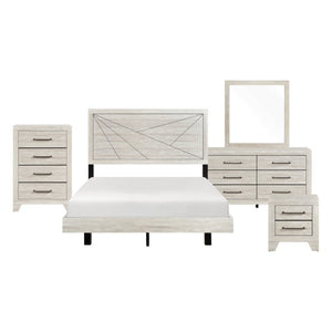 English Elm Full Bedroom Set Six Piece Dusty Gray Oak Storage Collection with Dovetail Drawers B011S05712