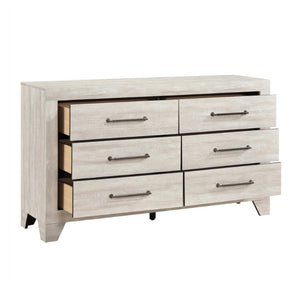 English Elm Full Bedroom Set Six Piece Dusty Gray Oak Storage Collection with Dovetail Drawers B011S05712