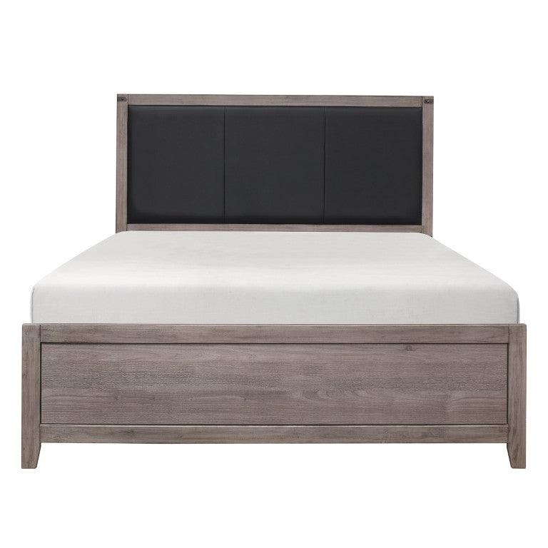 English Elm Twin Platform Bed Set Industrial Woodgrain Melamine with Bookcase Headboard USB Ports B011S05723