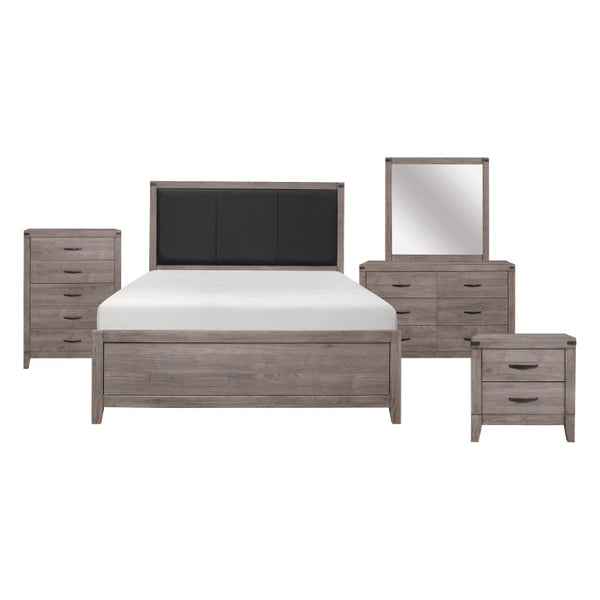 English Elm Twin Platform Bed Set Industrial Weathered Bookcase Headboard with USB Charging B011S05724