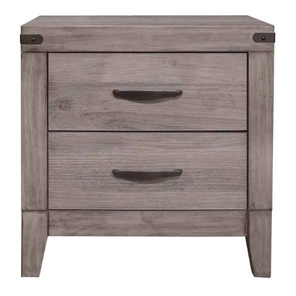 English Elm Twin Platform Bed Set Industrial Weathered Bookcase Headboard with USB Charging B011S05724