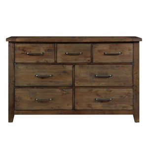 English Elm Queen Bedroom Set Six Piece Solid Rubberwood Burnished Brown Rustic Storage Suite B011S05728