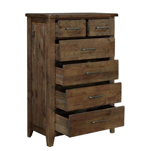 English Elm Queen Bedroom Set Six Piece Solid Rubberwood Burnished Brown Rustic Storage Suite B011S05728