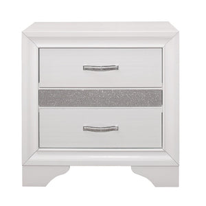 English Elm Queen Glam Bedroom Set with Gray Faux Leather Headboard and Crystal Chrome Hardware B011S05731