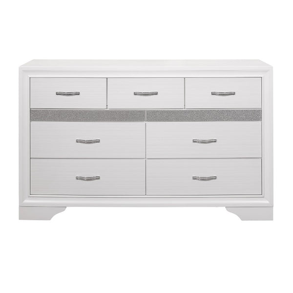 English Elm Queen Glam Bedroom Set with Gray Faux Leather Headboard and Crystal Chrome Hardware B011S05731