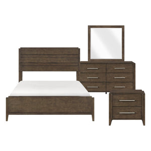 English Elm California King 5 Piece Bedroom Set Solid Rubberwood Dark Walnut Dresser Nightstands B011S05741
