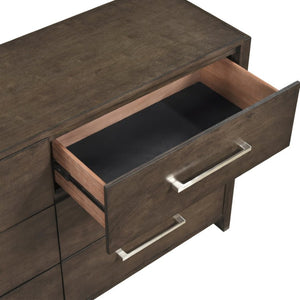 English Elm Queen Bedroom Set Six Piece Rubberwood Build with Rich Dark Walnut Transitional Appeal B011S05744