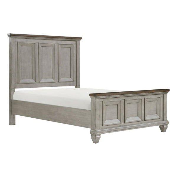 English Elm California King 5 Piece Bedroom Set Acacia Wood Rustic Two Tone Panel Design B011S05759