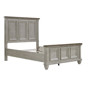 English Elm California King 5 Piece Bedroom Set Acacia Wood Rustic Two Tone Panel Design B011S05759