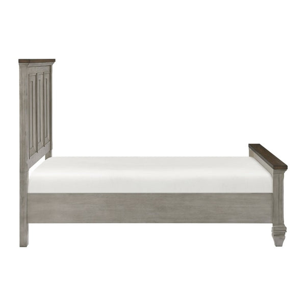 English Elm California King 5 Piece Bedroom Set Acacia Wood Rustic Two Tone Panel Design B011S05759