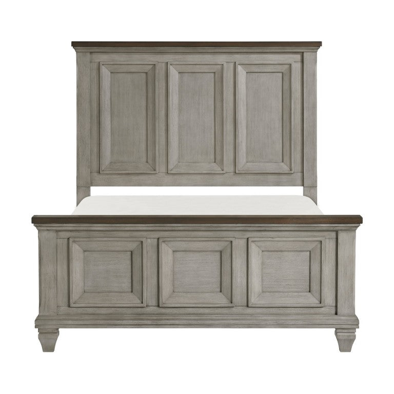 English Elm California King 6 Piece Bedroom Set Acacia Wood Two-Tone Rustic Paneled Design B011S05760