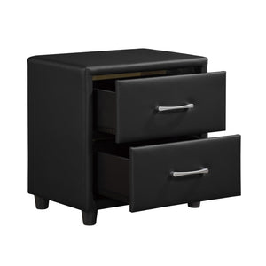 English Elm Eastern King Faux Leather Bedroom Set with Dresser Mirror and Two Nightstands B011S05780