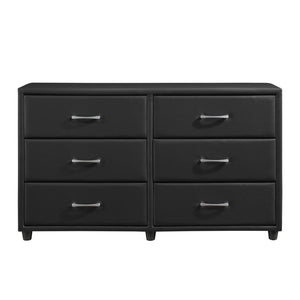 English Elm Eastern King Faux Leather Bedroom Set with Dresser Mirror and Two Nightstands B011S05780