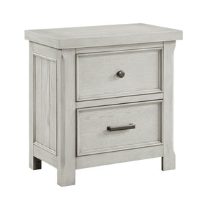 English Elm Queen Panel Bed Dresser Mirror and Two Nightstands Oak Veneer Gray Bedroom Set B011S05814